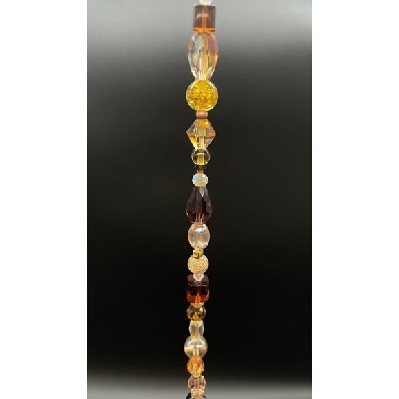 Beaded Suncatcher Champagne Gold Brown Clear Crystal Prism Hanging Patio Decor - Picture 6 of 10